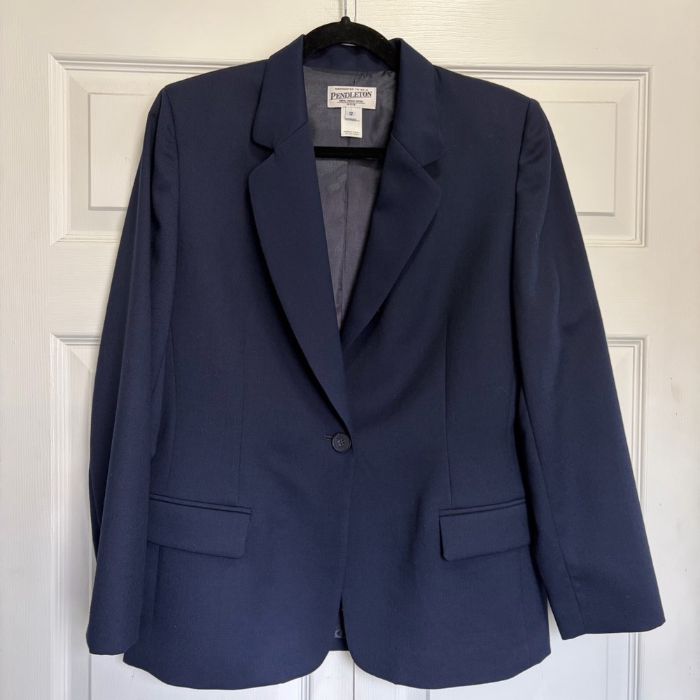 Pendleton Navy Single-Button Women's Blazer 100% … - image 10